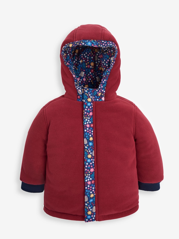 JoJo Maman Bébé Berry Woodland Reversible Fleece Lined Jacket - Image 3 of 9