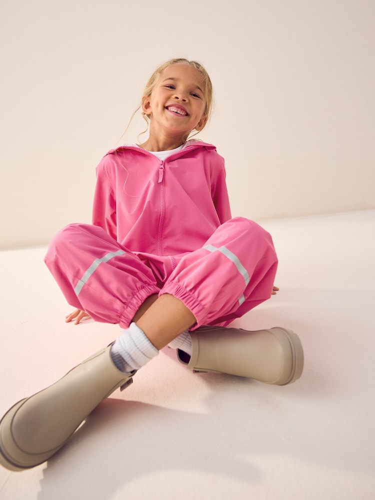 Pink Zip Hooded Waterproof Puddlesuit (12mths-10yrs) - Image 2 of 7