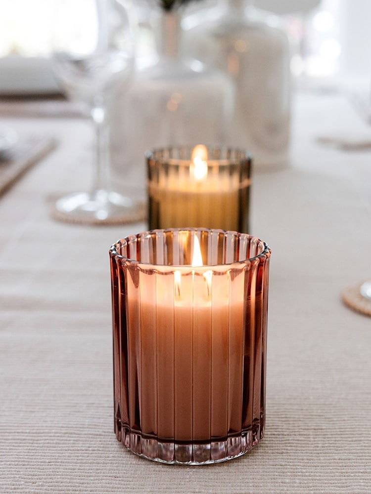 Chapter B Pink Ribbed Glass Candle - Image 1 of 4
