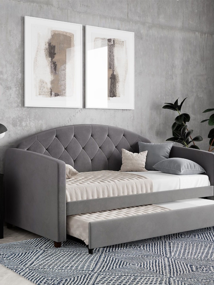 Dorel Home Grey Europe Aspen Velvet Daybed with Trundle - Image 1 of 4