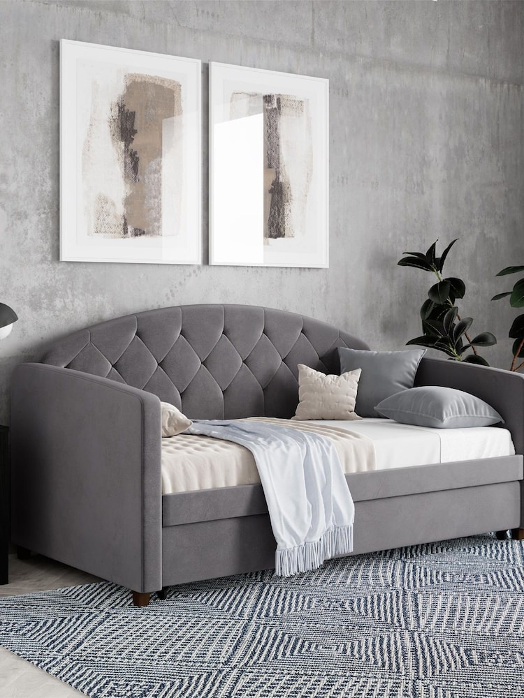 Dorel Home Grey Europe Aspen Velvet Daybed with Trundle - Image 2 of 4
