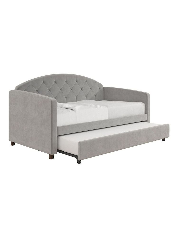 Dorel Home Grey Europe Aspen Velvet Daybed with Trundle - Image 4 of 4