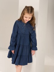 Angel & Rocket Blue Sophia Jacquard Star Dress - Image 1 of 6