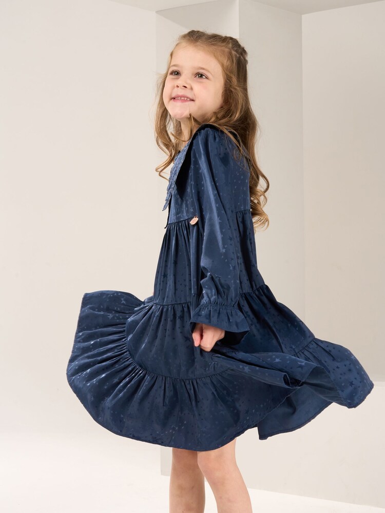 Angel & Rocket Blue Sophia Jacquard Star Dress - Image 2 of 6