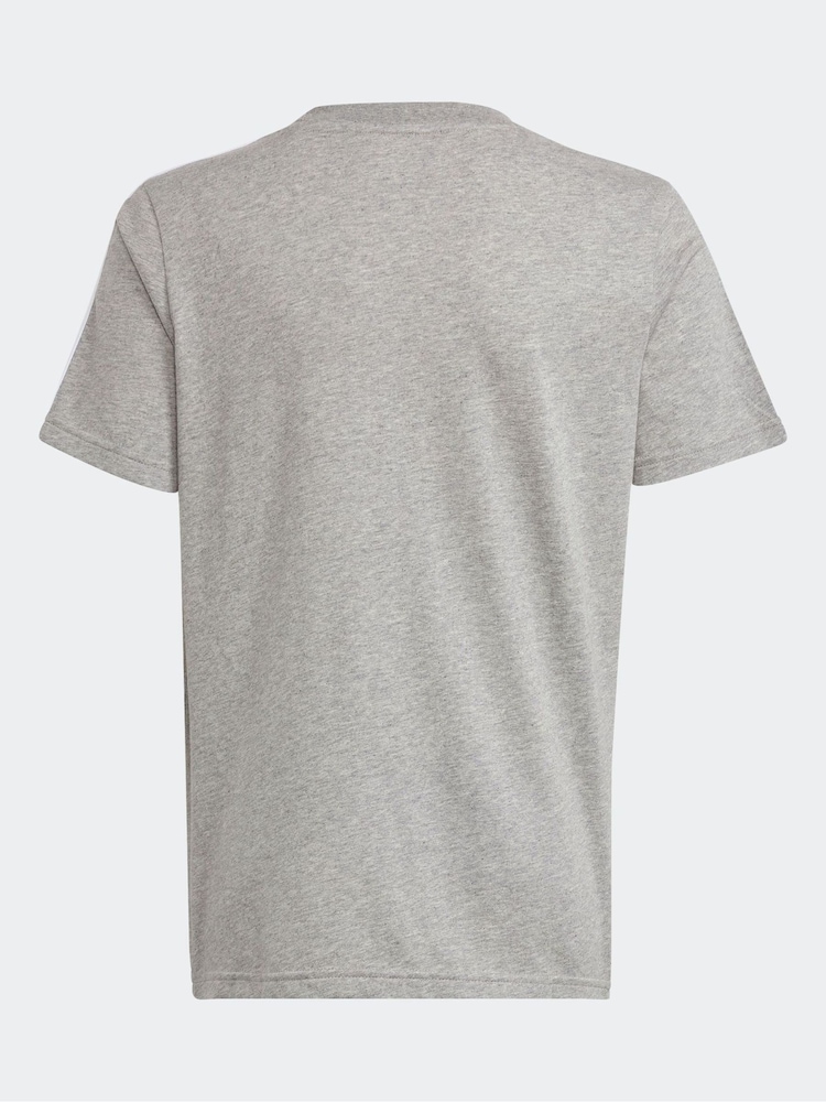 adidas Grey Essentials 3 Stripes 100% Cotton T-Shirt - Image 2 of 5