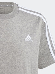 adidas Grey Essentials 3 Stripes 100% Cotton T-Shirt - Image 3 of 5