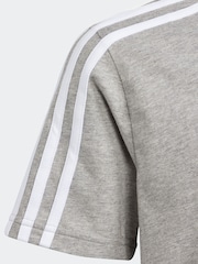 adidas Grey Essentials 3 Stripes 100% Cotton T-Shirt - Image 4 of 5