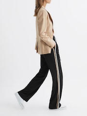 Reiss Black Odell Wide Leg Pull On Trousers - Image 1 of 6
