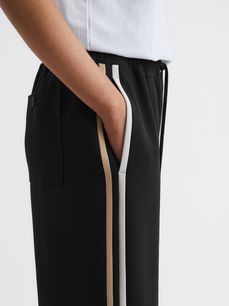 Reiss Black Odell Wide Leg Pull On Trousers - Image 4 of 6