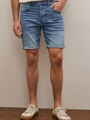 Bright Blue Slim Stretch Denim Shorts - Image 1 of 5