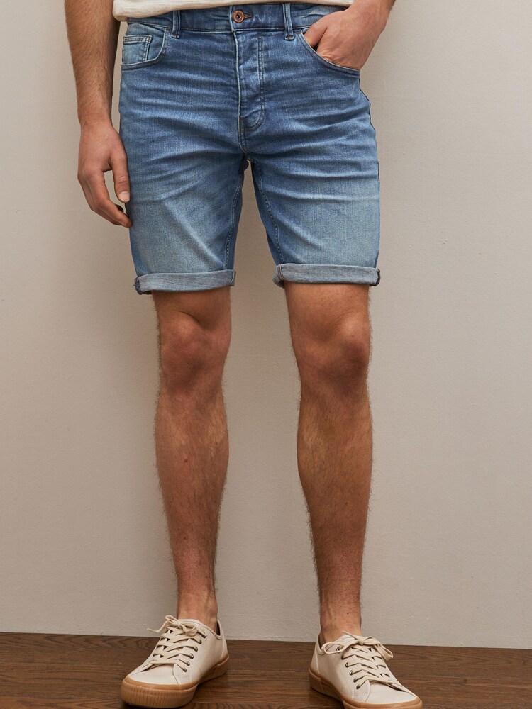 Bright Blue Slim Stretch Denim Shorts - Image 1 of 5