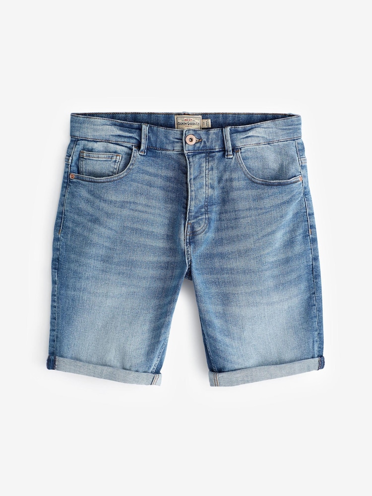 Bright Blue Slim Stretch Denim Shorts - Image 2 of 5
