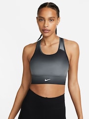 Nike Black Dri-FIT Swoosh Run Long-Line Bra - Image 1 of 8