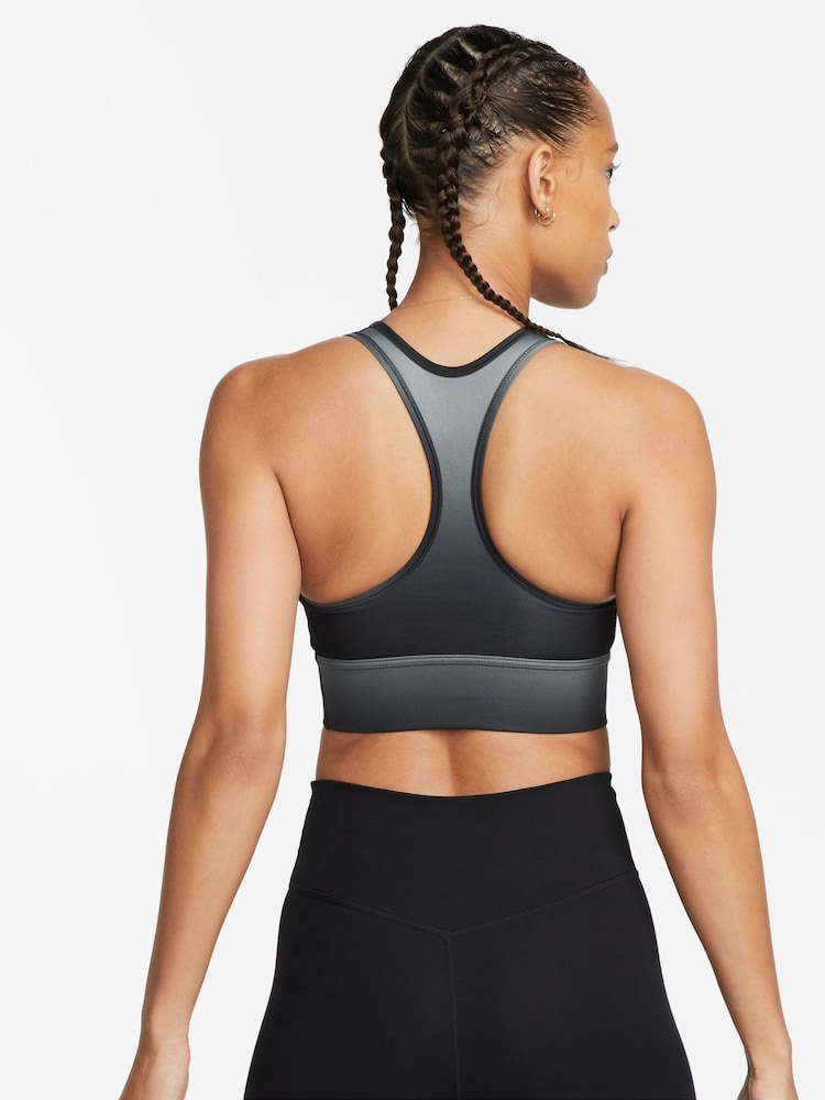 Nike Black Dri-FIT Swoosh Run Long-Line Bra - Image 2 of 8