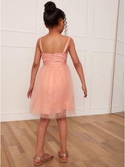 Chi Chi London Pink Girls Embroidered Lace Tulle Midi Dress - Image 2 of 5