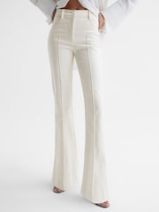 Reiss Cream Florence High Rise Flared Trousers - Image 1 of 6
