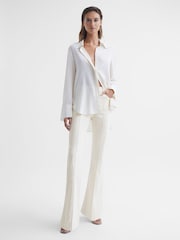 Reiss Cream Florence High Rise Flared Trousers - Image 3 of 6