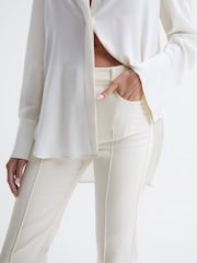 Reiss Cream Florence High Rise Flared Trousers - Image 4 of 6