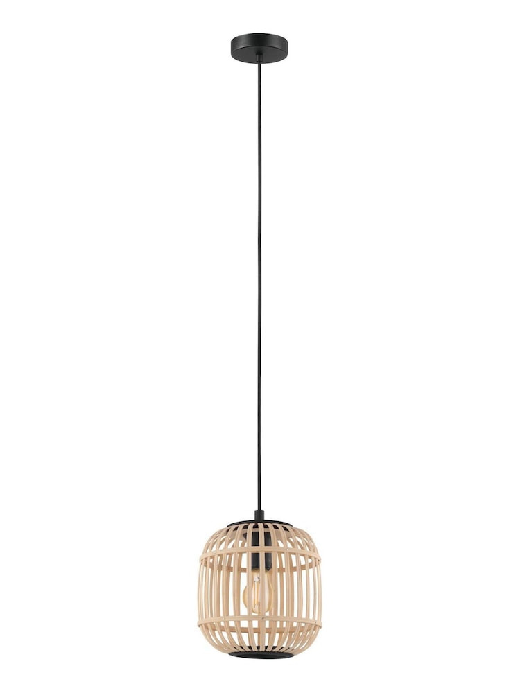 Eglo Black Natural Rattan Bordesley 1 Light Ceiling Light Pendant - Image 2 of 3