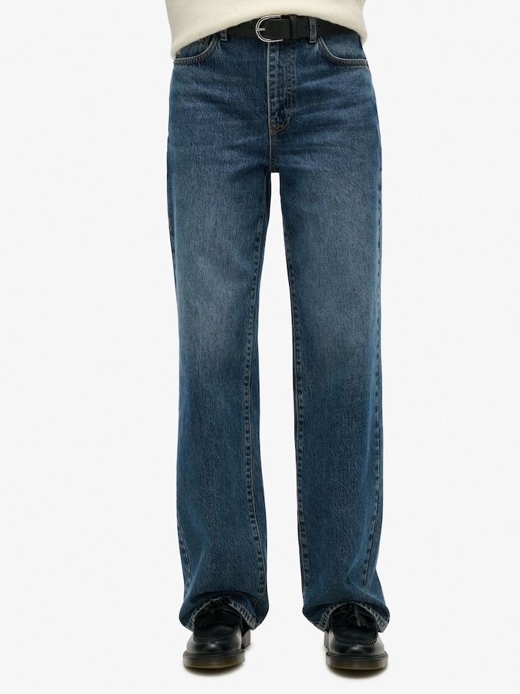Superdry Light Blue Wide Leg Jeans - Image 4 of 7