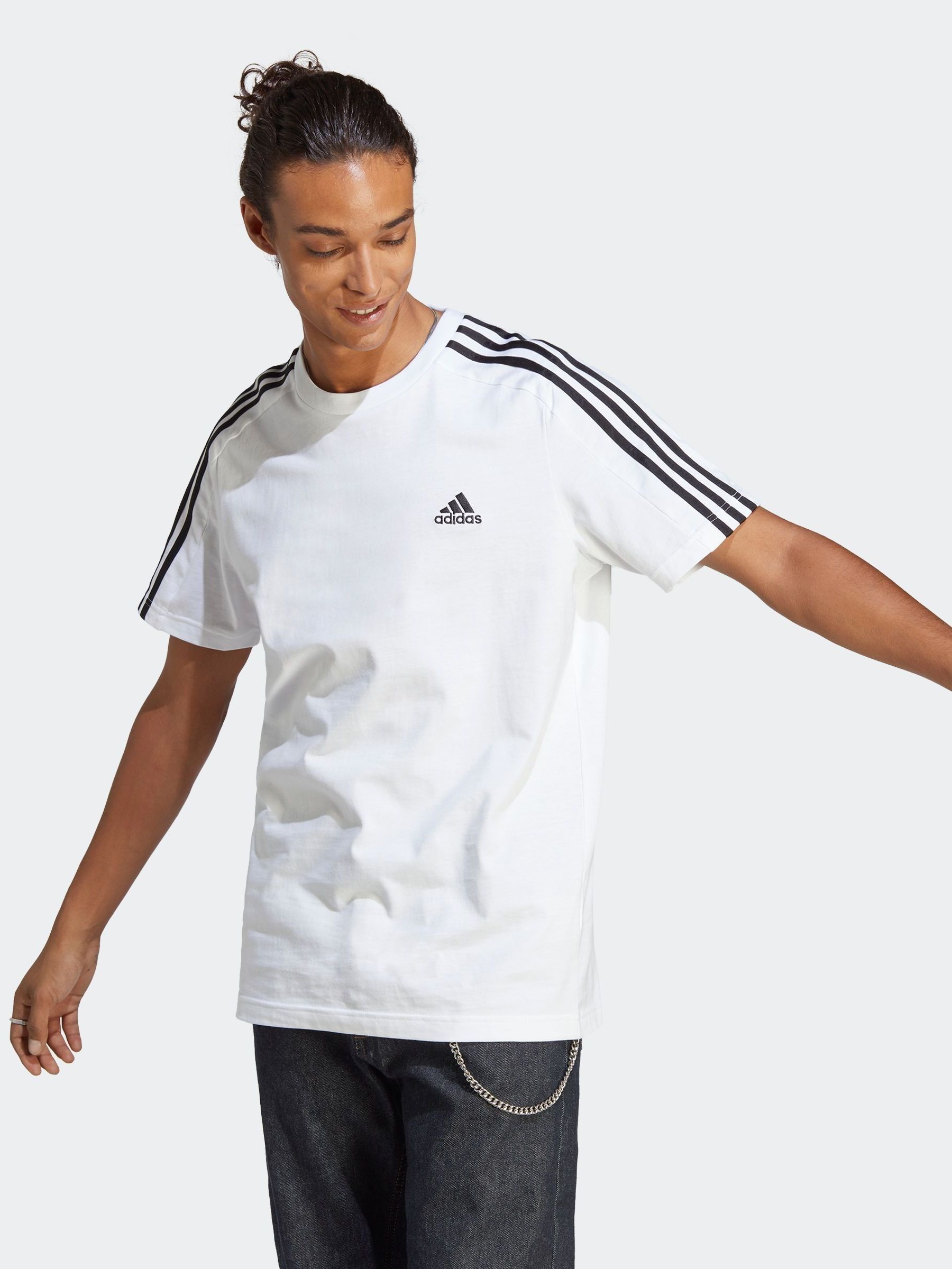 adidas Essentials Single Jersey 3 Stripes 100 Cotton T Shirt from Next Bahrain