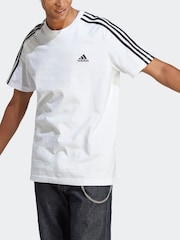 adidas White Essentials Single Jersey 3-Stripes 100% Cotton T-Shirt - Image 2 of 7