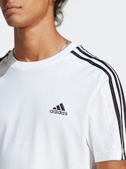 adidas White Essentials Single Jersey 3-Stripes 100% Cotton T-Shirt - Image 5 of 7