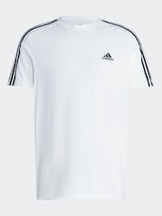 adidas White Essentials Single Jersey 3-Stripes 100% Cotton T-Shirt - Image 7 of 7