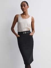 Zwart - Reiss Haisley maatgesneden kokerrok van wolmix - Image 3 of 6