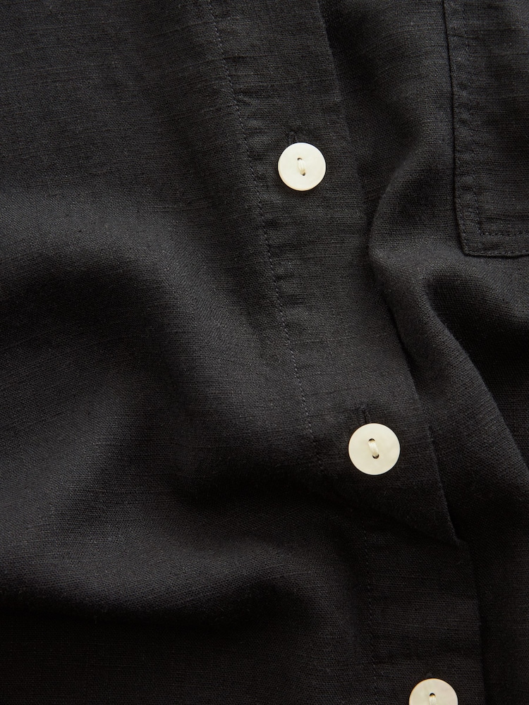 Black Linen Blend Shirt - Image 6 of 6 Black Linen Blend Shirt - Image 6 of 6