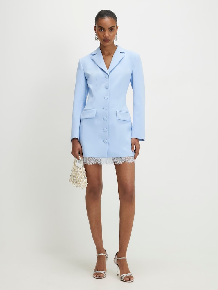 River Island Blue Lace Trim Blazer Dress - Image 1 of 4