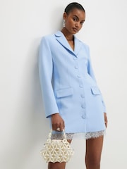 River Island Blue Lace Trim Blazer Dress - Image 2 of 4