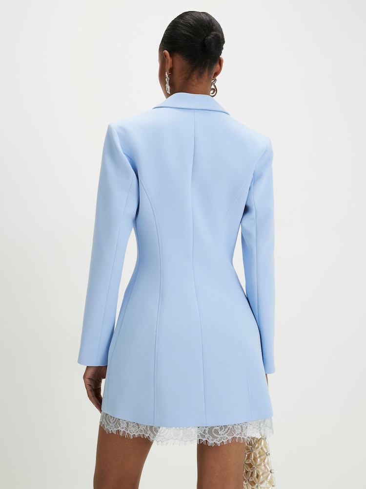 River Island Blue Lace Trim Blazer Dress - Image 4 of 4