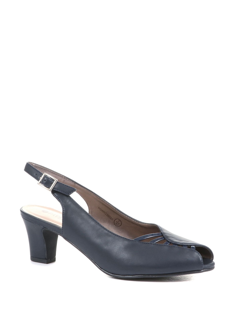 Pavers Blue Peep Toe Slingback High Heels - Image 2 of 5