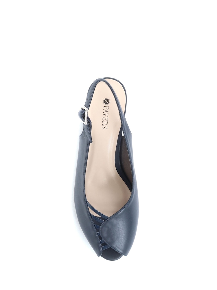Bleu - Chaussures à talons hauts Pavers Peep Toe à bride arrière - Image 4 of 5