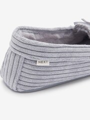 Blue Corduroy Faux Fur Lined Moccasin Slippers - Image 4 of 5