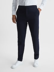 Reiss Navy Found Drawcord Waist Relaxed Trousers - Image 1 of 5