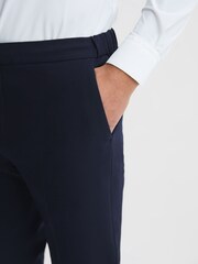 Reiss Navy Found Drawcord Waist Relaxed Trousers - Image 4 of 5
