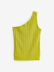 Olivgrün - One-Shoulder-Stricktop mit Knopfdetails - Bild 4 von 4