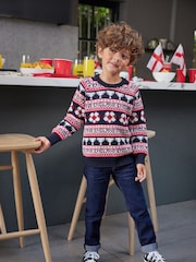 Blue Football Fairisle Pattern Crew Jumper (3mths-16yrs) - Image 2 of 7