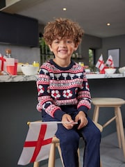 Blue Football Fairisle Pattern Crew Jumper (3mths-16yrs) - Image 4 of 7