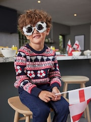 Blue Football Fairisle Pattern Crew Jumper (3mths-16yrs) - Image 5 of 7