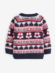 Blue Football Fairisle Pattern Crew Jumper (3mths-16yrs) - Image 7 of 7