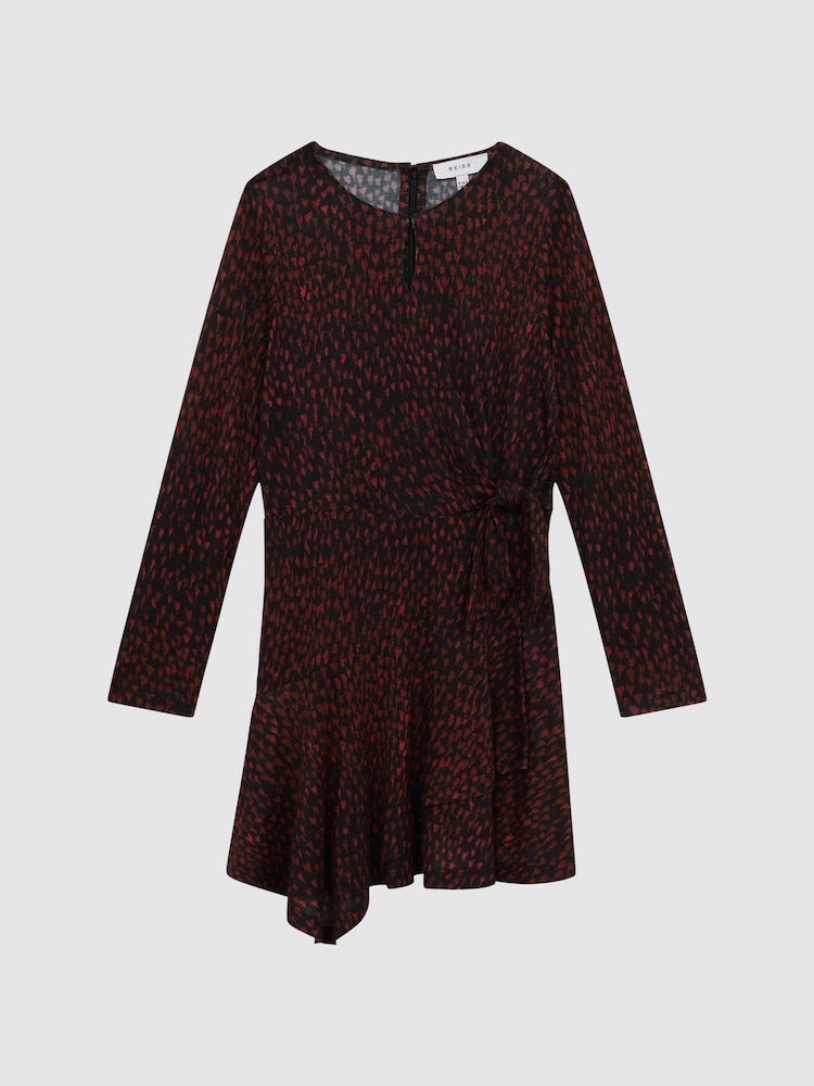 Reiss Black Print Livia Junior Printed Jersey Dress - Image 2 of 7