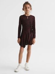 Reiss Black Print Livia Junior Printed Jersey Dress - Image 3 of 7