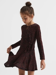Reiss Black Print Livia Junior Printed Jersey Dress - Image 6 of 7