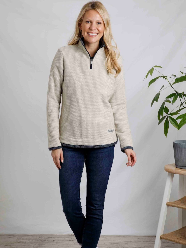 Weird Fish Cream Beye 1/4 Zip Grid Fleece - Image 1 of 7