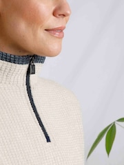 Weird Fish Cream Beye 1/4 Zip Grid Fleece - Image 4 of 7