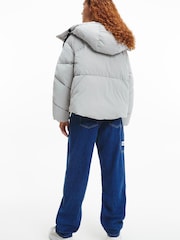 Calvin Klein Jeans Grey Drawstring Soft Touch Puffer Jacket - Image 3 of 6