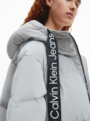 Calvin Klein Jeans Grey Drawstring Soft Touch Puffer Jacket - Image 5 of 6